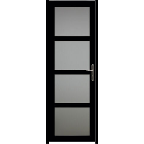 Bloque de puerta Telia negro con cristal H204 x L73 cm, lado izquierdo, GD MENUISERIES
