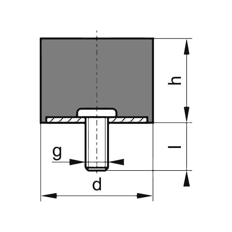 

Bloque de silencio (tapón) caucho D10 x 10mm M4x10