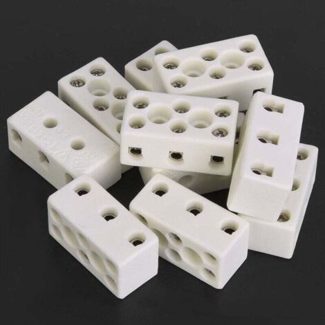 Bloque de terminales de cerámica, conector de cable de porcelana de aleación de zinc, 10 piezas, 3 vías, 24 A, resistente a altas temperaturas.