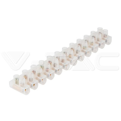Bloque de terminales V-TAC de 12 conectores para cable eléctrico de 6 A y 6 mm, color blanco (paquete de 10 unidades, 120 conectores)