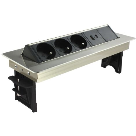 Bloque de tomas giratorio 3 tomas + puertos 1 USB - 1 USB C Arlux Lighting