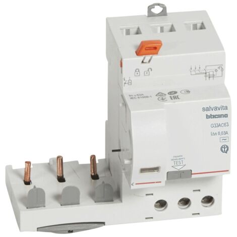 Bloque diferencial Bticino 3P 63A AC 30mA G33AC63
