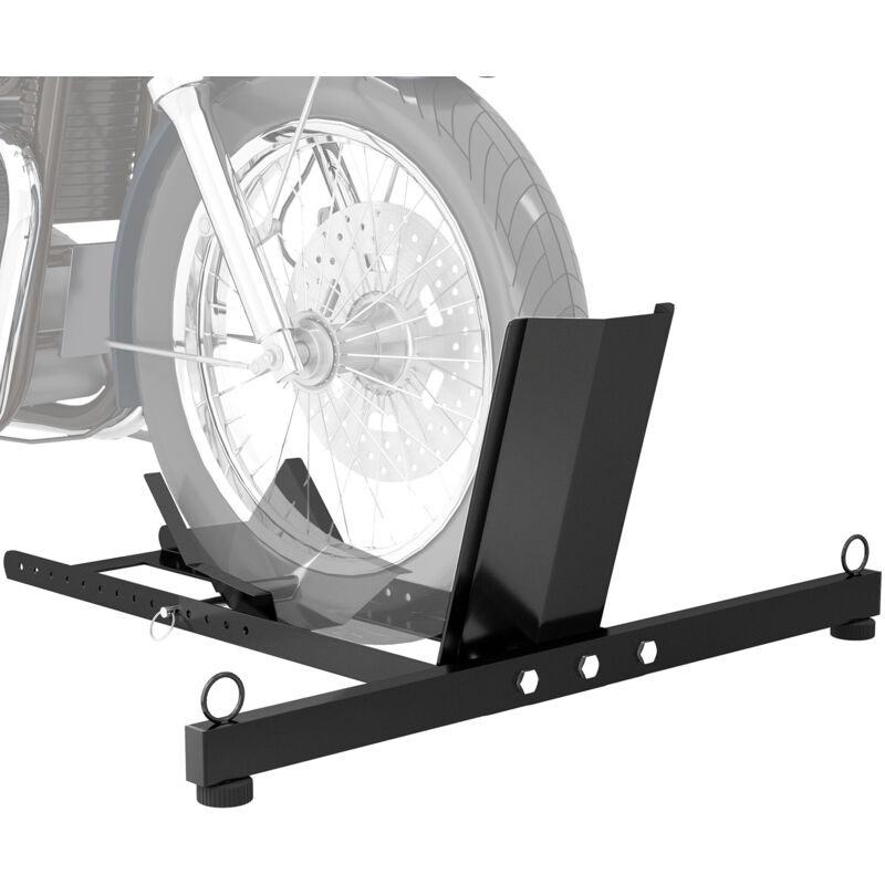 Bloque roue de moto pour pneu avant - HOMCOM - support de verrouillage réglable 14 niveaux - pour Ø34-84 cm capacité 816,5kg - noir