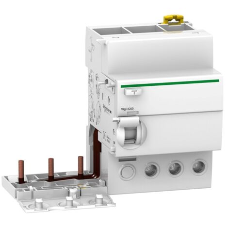 Bloque Vigi ACTI 9 63A 300mA 3P 400V AC, protección instantánea y montaje en carril DIN