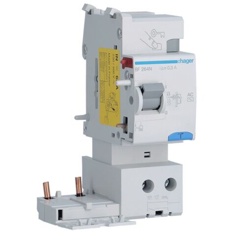 Bloqueo diferencial Hager 2P 63A 300mA AC 2 módulos BF264N