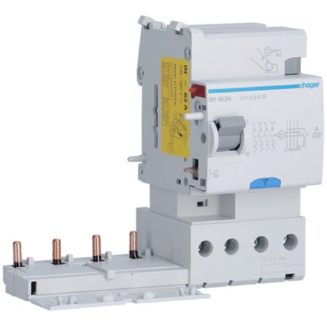Bloqueo diferencial Hager 4P 63A 500mA A/S 3 módulos BR463N