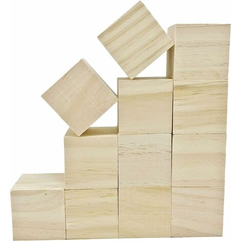 Bloques de talla de madera para tallado de bricolaje, bloques de madera cruda natural lisa, bloques de madera sin terminar para tallar manualidades y carpintería de arte de talla de madera - 12 piezas