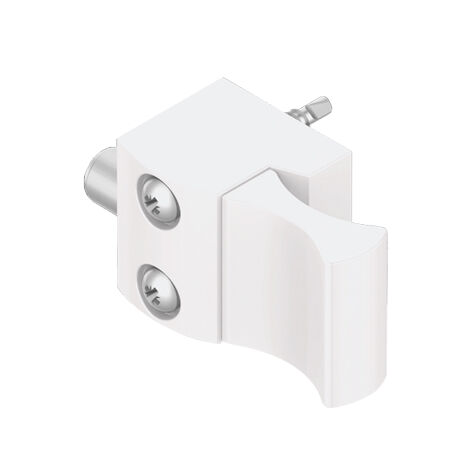 Bloqueur automatique pour coulissants – Fixation en applique – Tige inox 9,5mm – Finition blanche RAL9016 – Bouchon anti-rayure – Alma