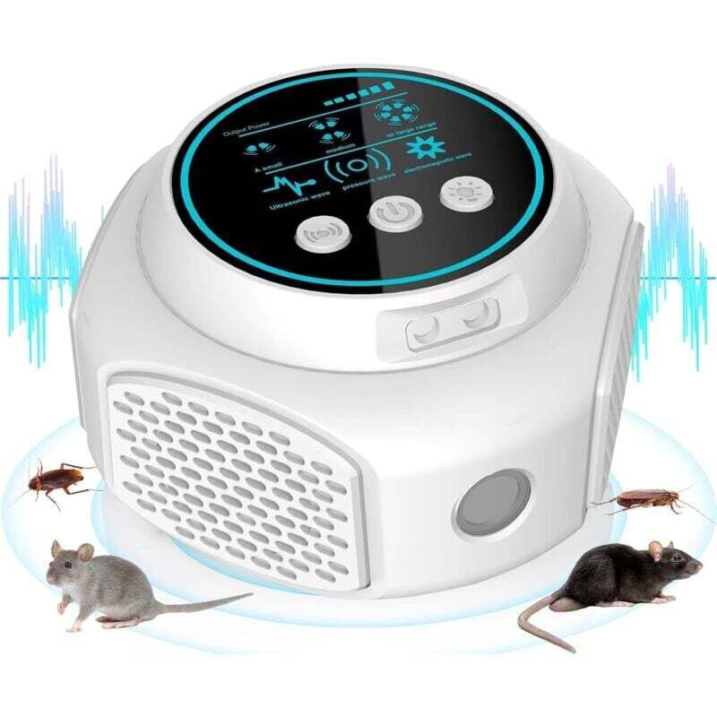 Ultrason Souris et Rats Puissant, 360° Répulsif rongeurs à Ultrasons 3 Modes Anti Souris Répulsif Souris, 300 M² Large Portée Ultrasons Anti Rongeurs
