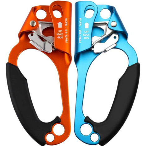 Bloqueur de main pour l'escalade, l'alpinisme, l'élagage et la descente en rappel – Pince pour corde de 8 à 12 mm.