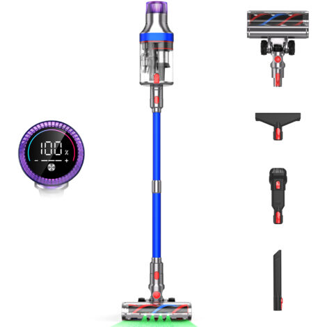 BLOSSOM Aspirateur Balai sans Fil,530W/37Kpa,Ecran Tactile Jusqu'à 65Mins Aspirateur Pliable à 180°,Lumière LED,pour Les Poils d'animaux/Sols Durs