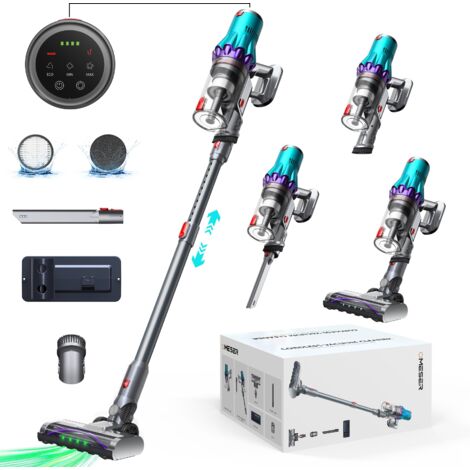BLOSSOM Kabelloser Vertikalstaubsauger, 300 W, 60 Minuten Laufzeit, LED & Touchdisplay, Für Tierhaare, Teppiche und Hartböden - Schwarz