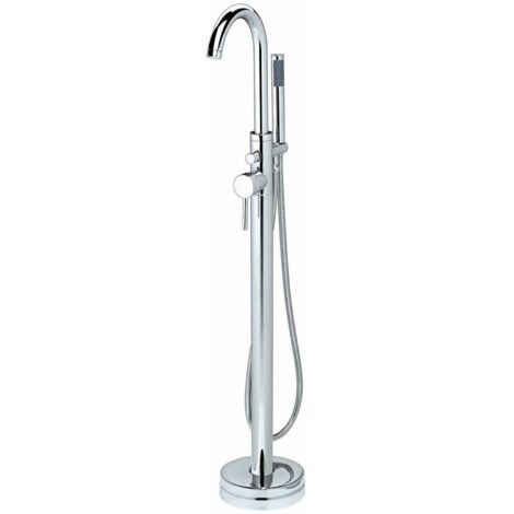Blossom Modern Chrome Round Floor Mounted Freestanding Bath Shower Mixer Tap