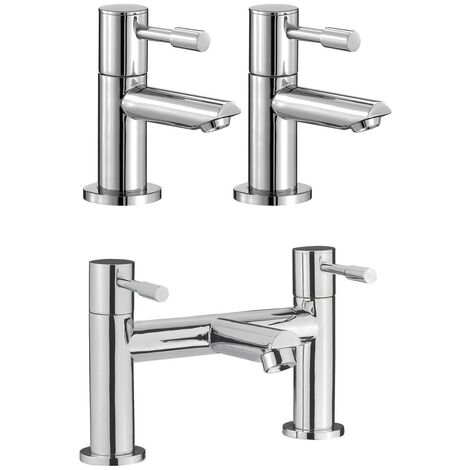 Blossom Modern Set of Two Basin Taps & Deck Mounted Bath Filler Tap