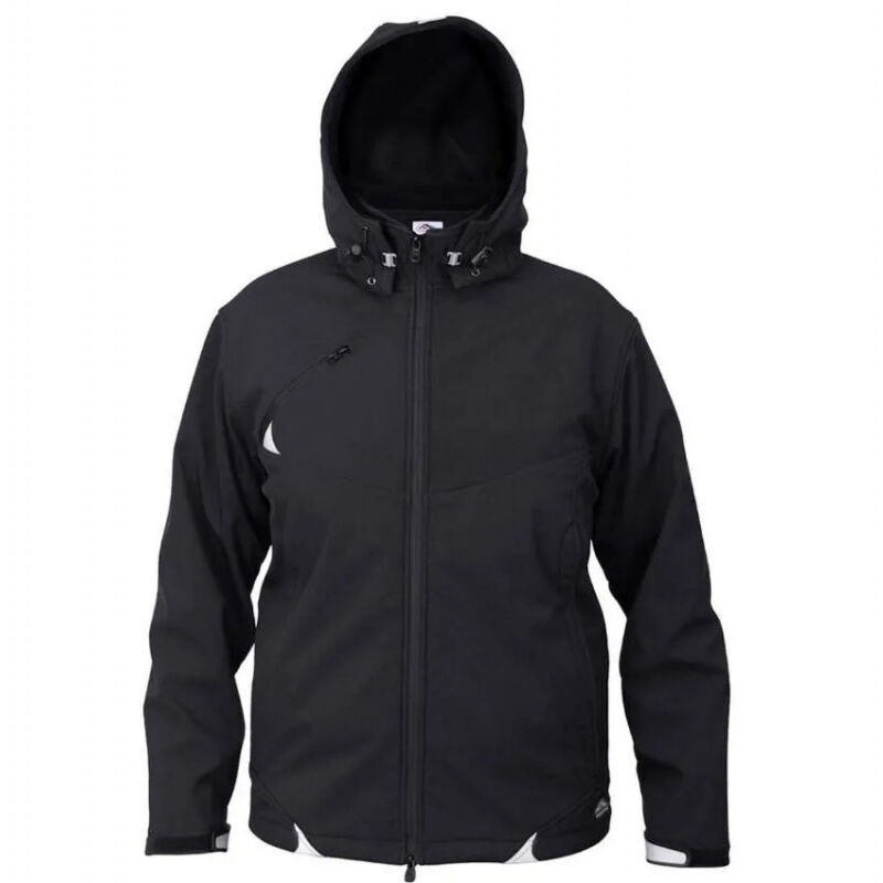 Blouson professionnel de chantier Softshell noir, capuche amovible, taille l