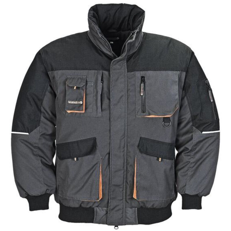 Terratrendjob - Blouson de pilote taille l gris foncé/noir/orange 80 % pes / 20 % coton