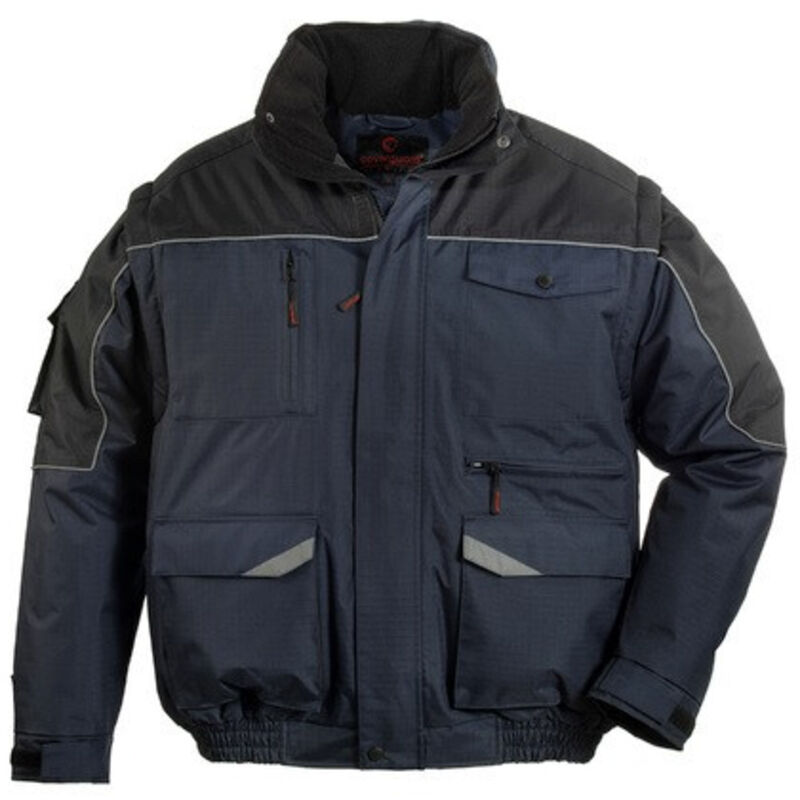 Coverguard – Blouson de travail 2 en 1 marine/noir – Taille L – Imperméable – Ripstop 100% polyester – Multiples poches pratiques