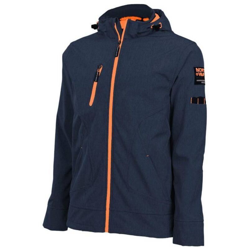 Blouson de Travail en Softshell Borel - Taille L - Marine/Orange Fluo - Résistant et Confortable - D-Work