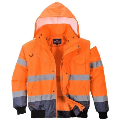 Blouson de travail manches col et fourrure amovibles orange/marine C465 - taille S - Portwest