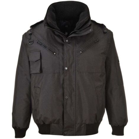 Blouson de travail pilote imperméable manches amovibles 3-en-1 Portwest Bomber Noir L