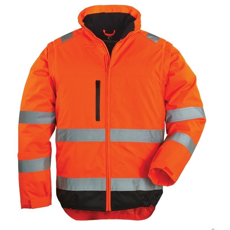 Veste de travail haute visibilité 2 en 1 hi-way manches amovibles orange fluo/noir T2XL Coverguard 7HWXOXXL