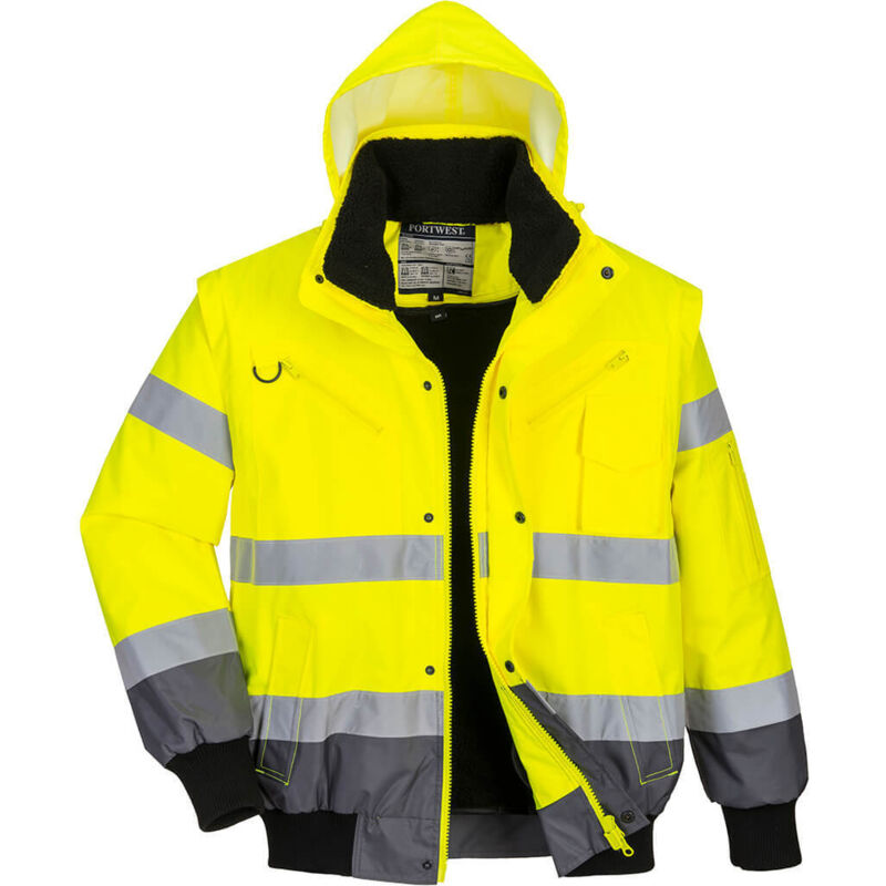 Portwest - Blouson haute visibilité 3 en 1 manches amovibles bicolore Jaune / Gris xl