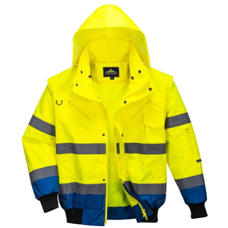 Portwest - Blouson haute visibilité 3 en 1 manches amovibles bicolore Jaune / Royal s