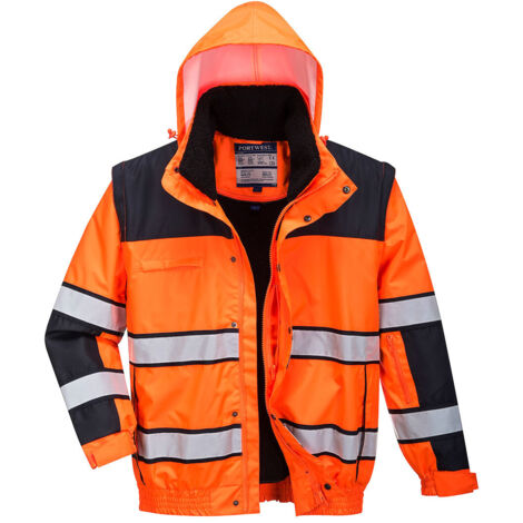 Blouson HiVis 3 en 1 couleur : Orange/Noir taille 4XL - PORTWEST