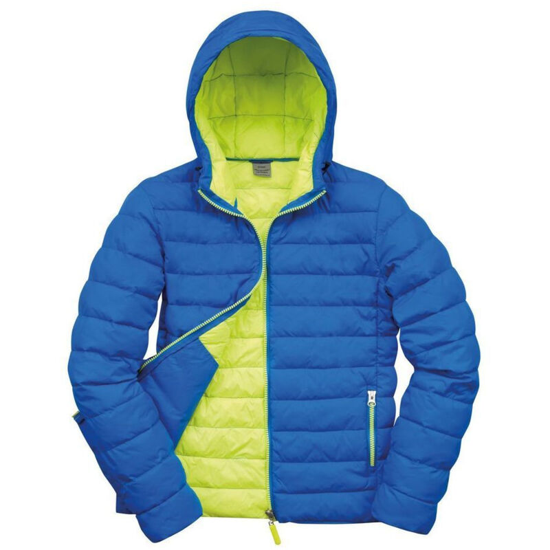 Result - Blouson homme doudoune à capuche Vert Citron / Bleu m