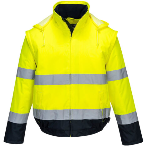 Blouson HV 2-en-1 HV doublé polaire couleur : Jaune/Marine taille XXL - PORTWEST