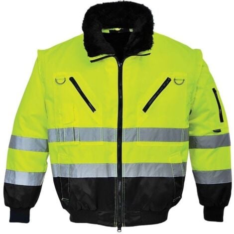 Blouson Pilote 3 En 1 Haute Visibilité Couleur : Jaune/noir Taille Xxxl - Portwest
