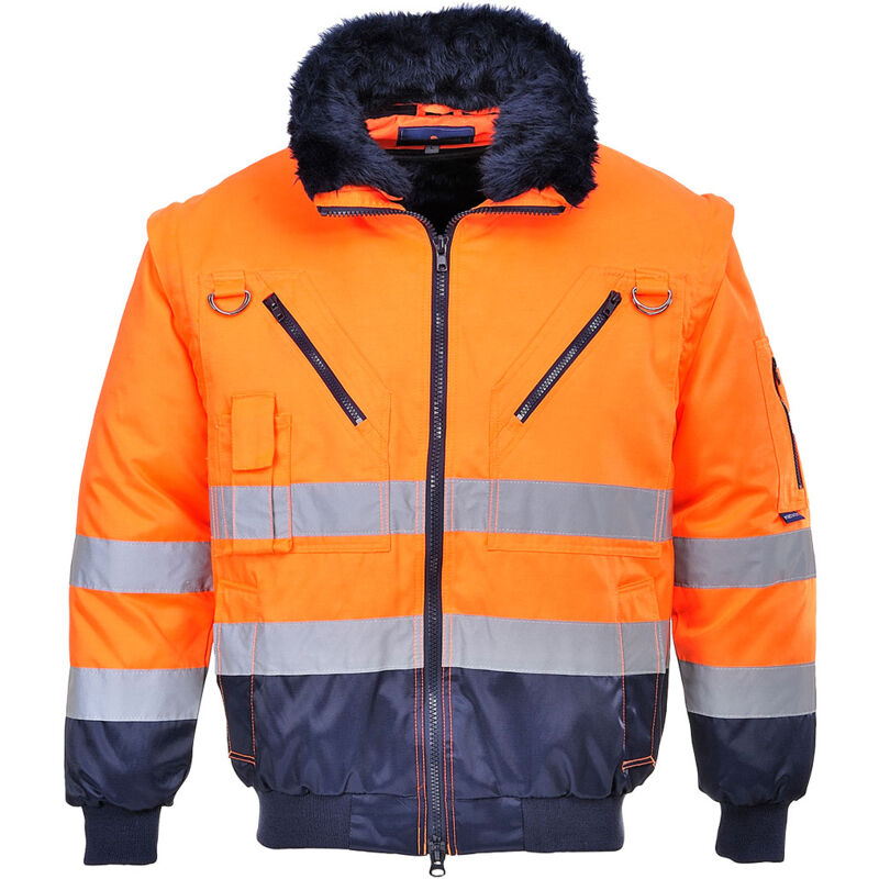 Blouson pilote 3 en 1 haute visibilité Orange/Marine 3XL