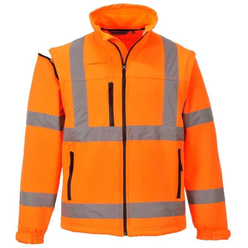 Blouson Softshell manches amovibles Portwest Haute visibilité Orange Fluo xl