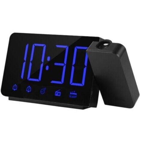 (Blu-ray) Projecteur 180 degrés, réveil à projection radio, horloge électronique à affichage LED, réveil numérique à projection, alimentation USB