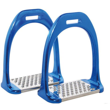 blu - Staffe in lega leggera con panca larga e pedane inox antiscivolo 120 mm