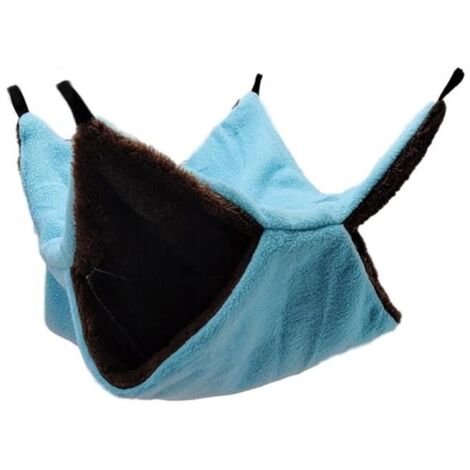 (Blue / 34X34CM)Hamac Double Épais en Peluche pour Rats, Lit Chaud, Maison de Hamster, Sac de Couchage Suspendu, Lits d'Arbre, Cage