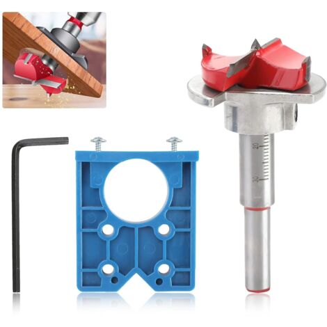 (Blue) 35mm Hinge Jig Drill Guide Set Door Concealed Hole Drillin