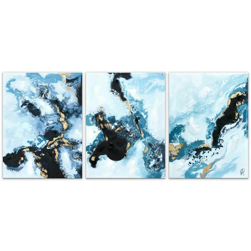 

Blue and gold fluid triptych cm 80x180x3,5cm WF032TX1 - Artedalmondo