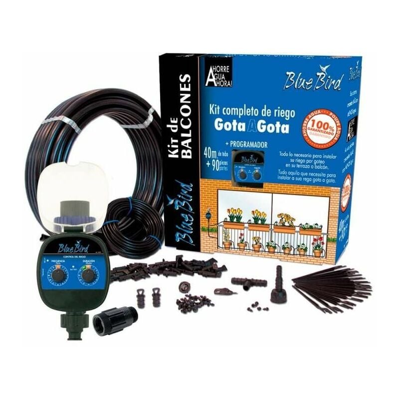 Kit di irrigazione goccia a goccia con programmatore di uccelli blu EDM 74549