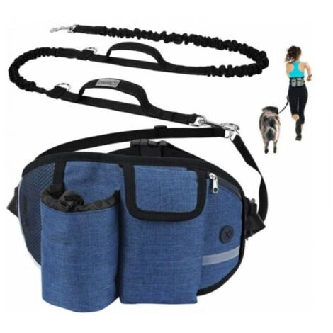 (Blue) Dog Leash, Hands-Free Dog Leash, Up to 110 kg Shock Absorption, Comfortable, Reflective Stitching, Ideal for Running, Jogging and Walking, YMYNY