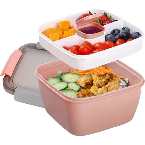 Blue Dream Bento Lunch Box, Boîte Boite Repas Box Enfant/Adulte et couverts, 1,5L Lunch Box avec Compartiment, Boîtes Bento box Anti-fuite, Sans BPA, pour Le Pique-Nique, l'école, Le Travail(pink)