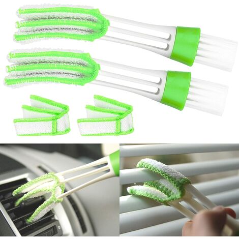 Blue Dream Brosses de nettoyage, lot de 2, pour stores et ventilation de voiture, avec manchon en microfibre, pour le nettoyage des stores et des stores, brosse de nettoyage des stores, brosse de voit