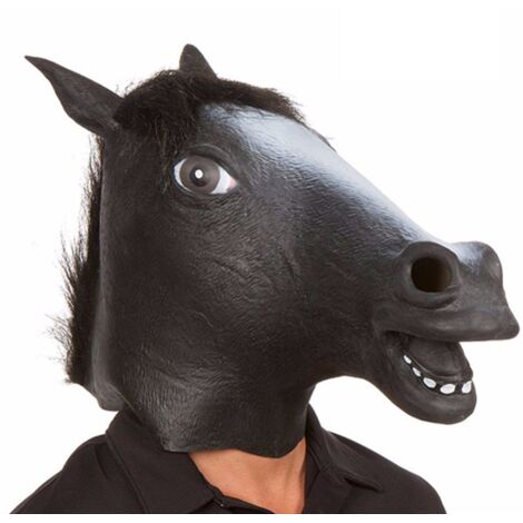 Blue Dream masque de tête de cheval, masque de cheval effrayant. Masque tête d'animal émaillé, costume fantaisie d'Halloween, cheval noir