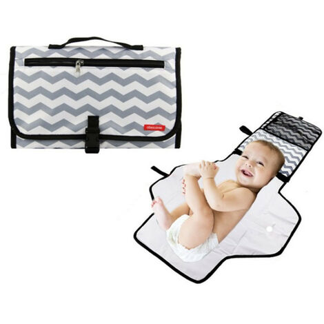 Blue Dream Matelas à langer portable XL étanche - Ce matelas à langer est un sac détachable avec essuie-glace et oreiller confortable pour la tête de bébé.