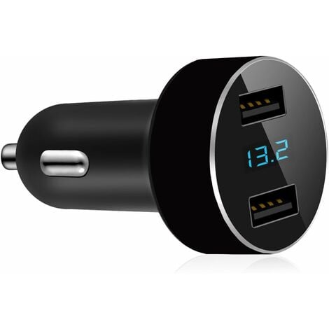Chargeur voiture rapide : Double port USB Couleur Noir