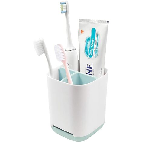 Blue Dream Porte-Brosse à Dents pour Salle de Bain Amovible 3 Fentes pour Dentifrice Nettoyage Facile avec Trou de Drainage et Base antidérapante
