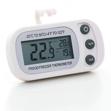 Blue Dream Refrigerator Fridge Thermometer Digital Freezer Room Thermometer Waterproof, Max/Min Record Function (White, 2)