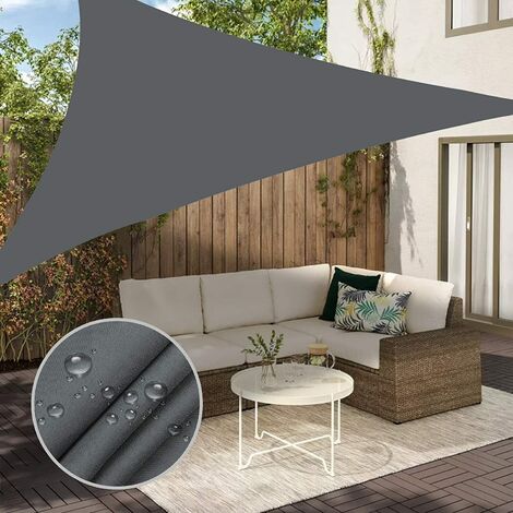 Blue Dream Voile d'ombrage, 6'7''x 6'7''x 6'7'' Voile d'ombrage triangulaire imperméable pour terrasse, cour, terrasse, pergola, voile d'ombrage extérieure 98 % bloc UV, couleur grise
