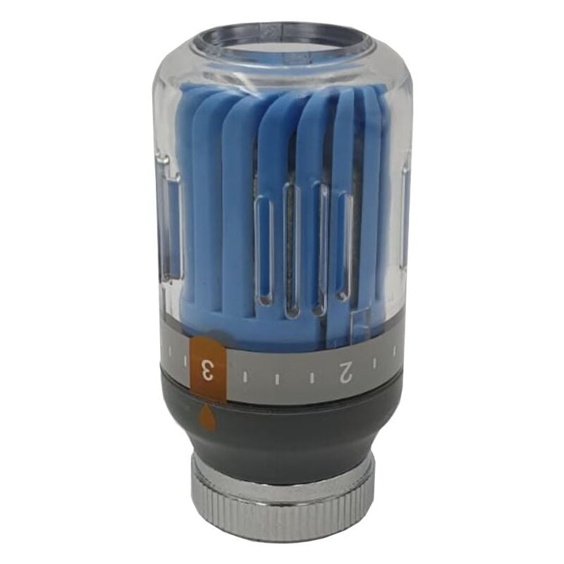Goshe - Blue/Grey Radiator Thermostatic Valve Head M30x1,5 Crystal Colour 8-30C Temperature