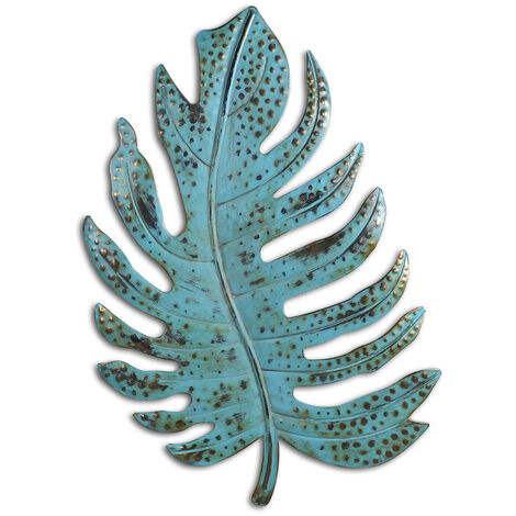 Blue Leaf Wall Art Iron Leaf Wall Decor Iron Metal Wall Art Decoration for Home Wall Hanging Ornament,model:Light blue